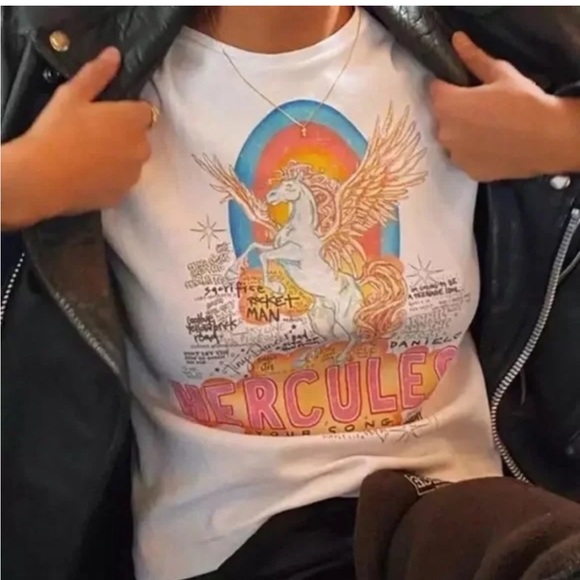 Tops - Hercules Unicorn Elton John Rock Music Graphic Tee vintage concert band T-shirt